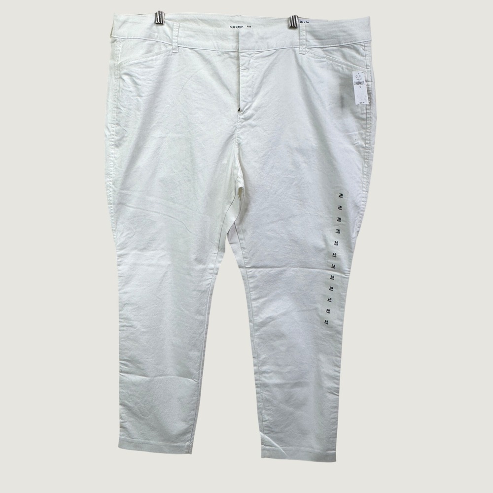Old Navy Pixie‎ Mid-Rise Chino Pants 18 White Plus Size Workwear Stretch Cropped